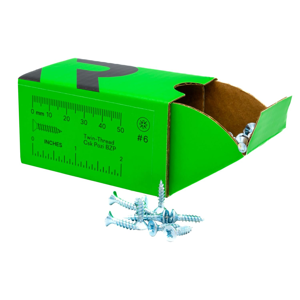 Rikä TWSR006 Woodscrew Twin-Thread CSK BZP 6 x 5/8in 200pk